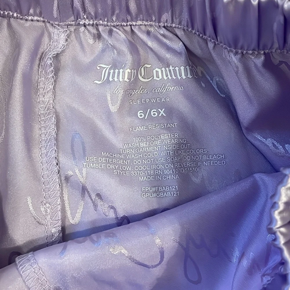 Juicy Couture Purple Satin Pajama pants sz Small 6/6X